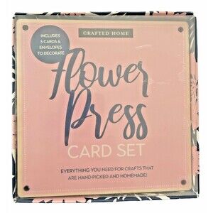 Crafted Home Flower Press Card Set 5 Cards & Envelopes to Decorate Homemade Card